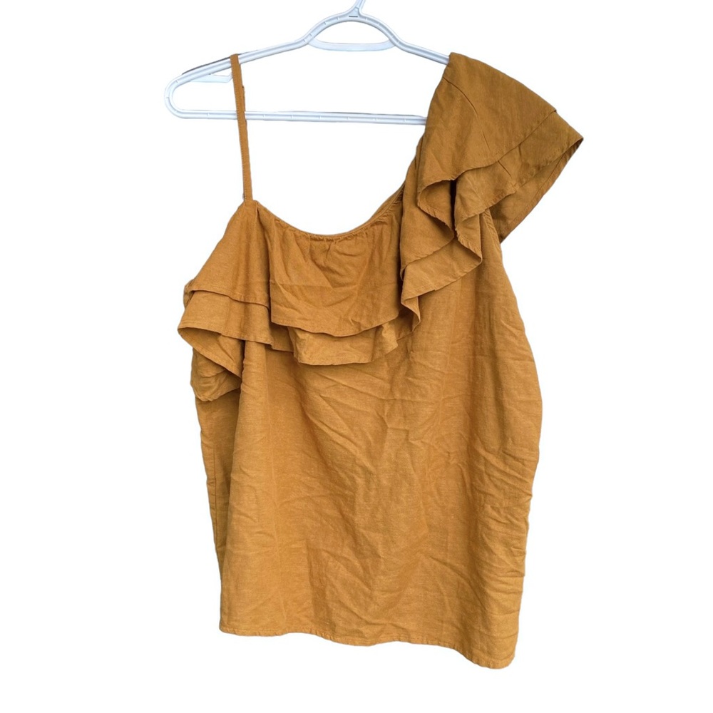 Old Navy One Shoulder Blouse Top Burnt Orange Size XL